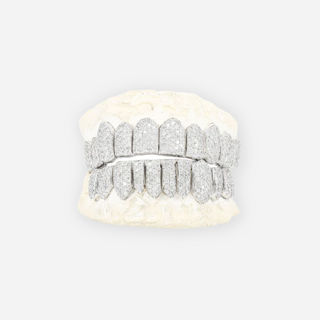 14k silver diamond cut grillz