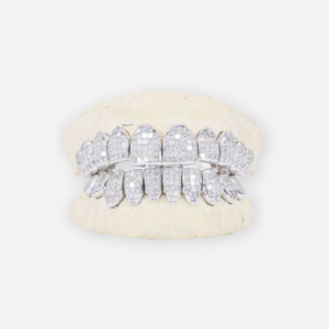 Custom Vvs Diamond Grillz Hand Set Natural Princess Cut Diamond Gold Grillz (Invisible Setting)