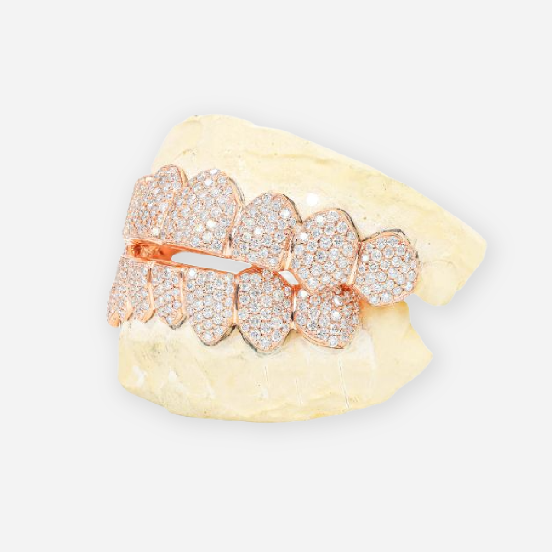 rose diamond cut gold grillz