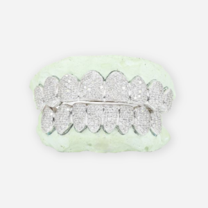 Custom Si Clarity Diamond Grillz Hand Set Natural Diamonds Gold Grillz (Zig-zag Setting)