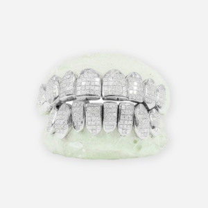 Custom Si Diamond Grillz Hand Set Natural Princess Cut Diamond Gold Grillz (Invisible Setting)