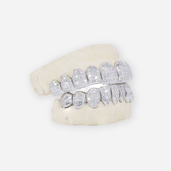 White gold and diamond best sale grillz