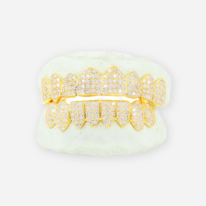 Custom Vs Diamond Grillz Hand Set Natural Diamonds Gold Grillz (Straight Setting)