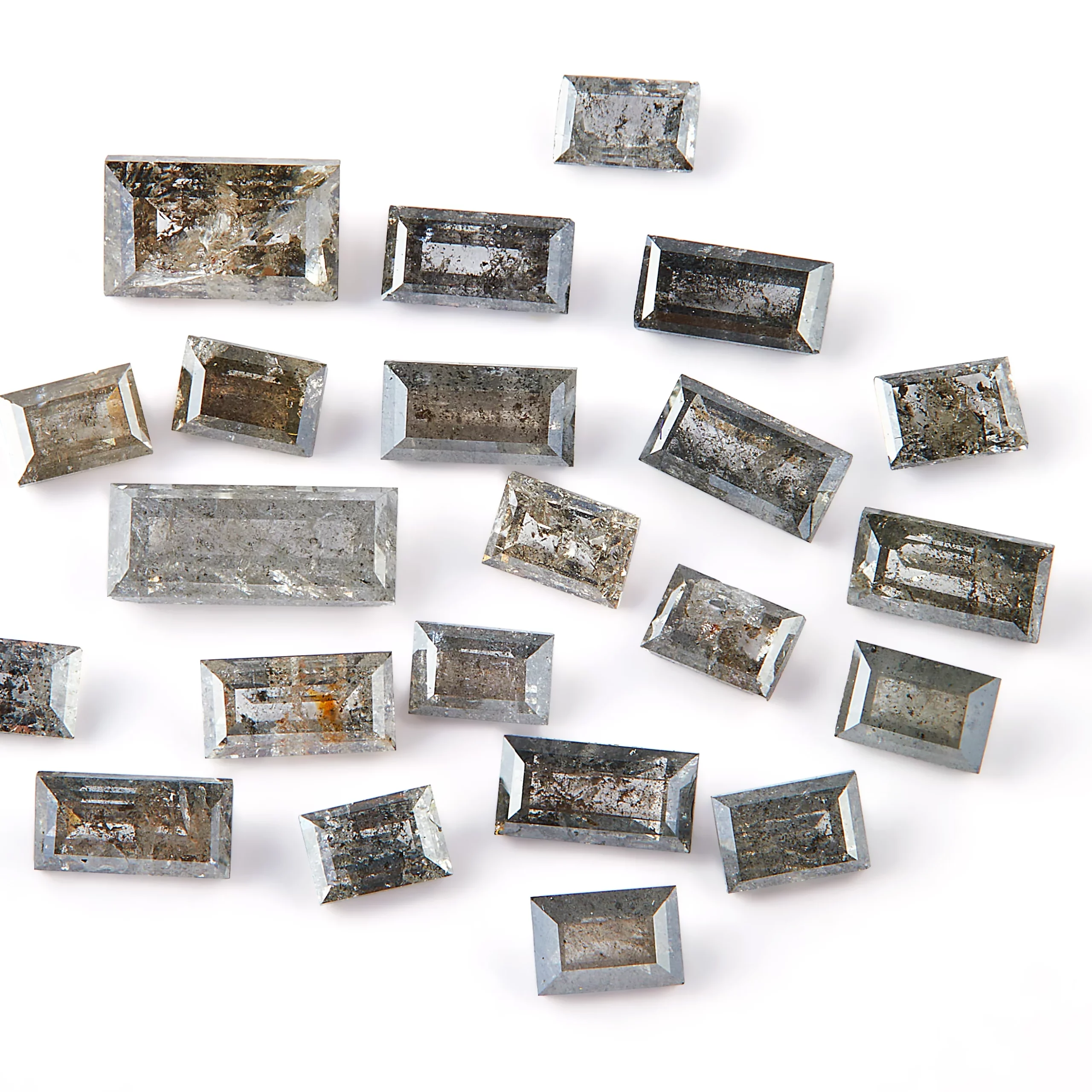 salt and pepper diamond engagement baguette