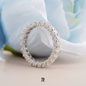 Round Diamond U-Shape With Pave Edge Eternity Band