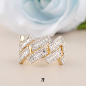 Baguette Shape Diamond Cuban Ring