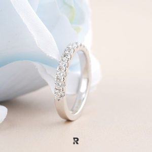 Designer Half Eternity Wedding Band With Diamonds