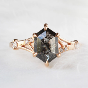 Queen Salt and Pepper Diamond Ring