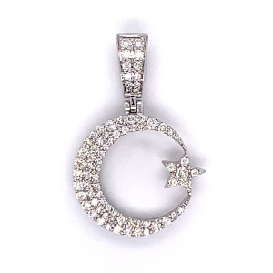 1.00 CT Crescent Star Diamond Pendant