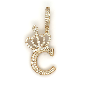 1.30 CT Letter "C" Queen Crown Diamond Pendant