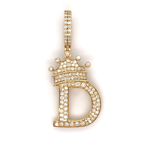 1.30 CT Letter "D" King Crown Diamond Pendant