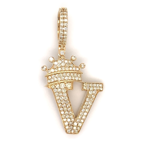 1.30 CT Letter "V" King Crown Diamond Pendant