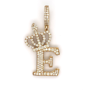 1.30 CT Letter "E" Queen Crown Diamond Pendant
