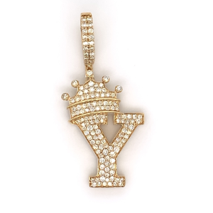 1.30 CT Letter "Y" King Crown Diamond Pendant