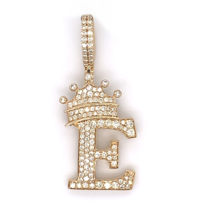 1.30 CT Letter "E" King Crown Diamond Pendant