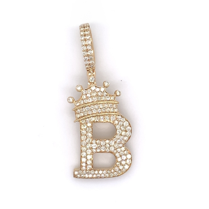 1.30 CT Letter "B" King Crown Diamond Pendant