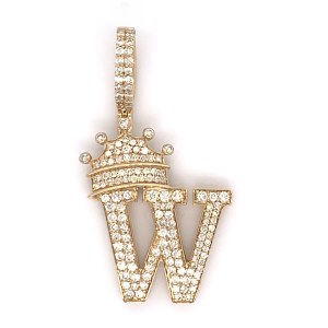 1.30 CT Letter "W" King Crown Diamond Pendant