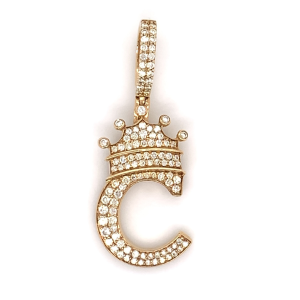 1.30 CT Letter "C" King Crown Diamond Pendant