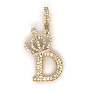 1.30 CT Letter "D" Queen Crown Diamond Pendant