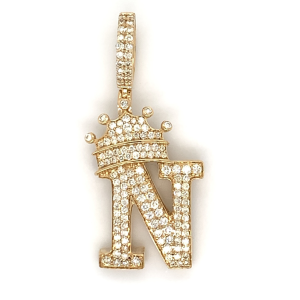 1.30 CT Letter "N" King Crown Diamond Pendant 1.30 CT Letter "N" King Crown Diamond Pendant