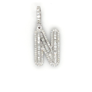 1.50 CT Letter "N" Diamond Pendant