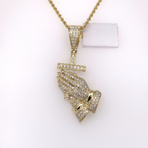 0.20 CT Cross Praying Hands Diamond Pendant 0.20 CT Cross Praying Hands Diamond Pendant