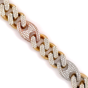 13.50mm Round Natural Diamond Cuban Bracelet